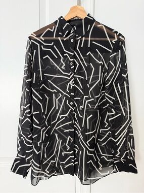 Alexander Wang Sheer Silk Geometric Print Blouse – Size 4